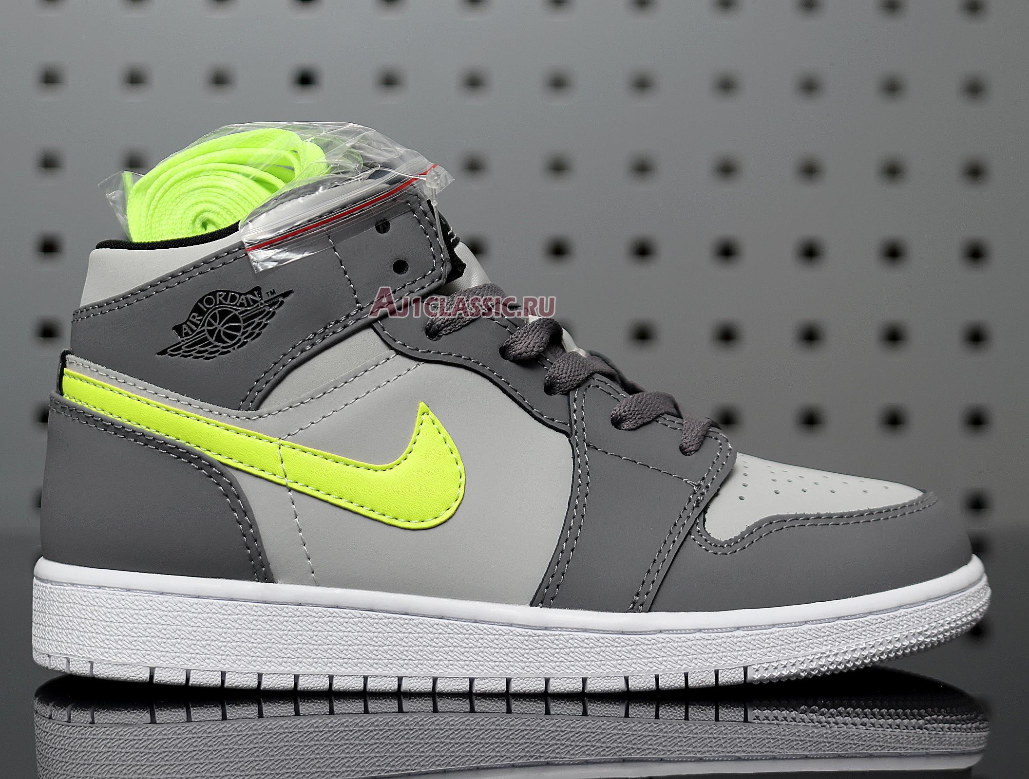 New Air Jordan 1 Mid "Grey Volt" 554724-072 Shoes