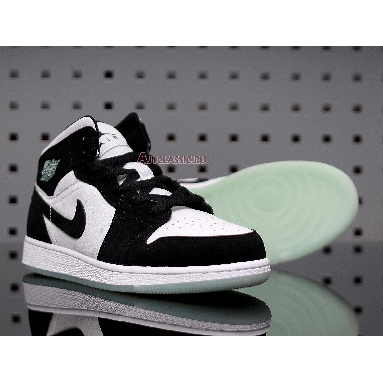 Air Jordan 1 Mid SE Glow in the Dark Panda BQ6931-103 White/Black-Teal Tint Sneakers