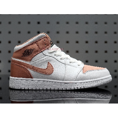 Air Jordan 1 Mid GS White Rose Gold 555112-190 White/Rose Gold/Black Mens Womens Shoes