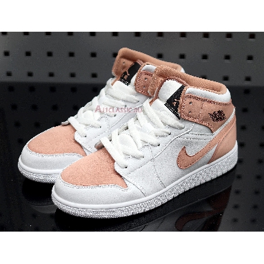 Air Jordan 1 Mid GS White Rose Gold 555112-190 White/Rose Gold/Black Mens Womens Shoes