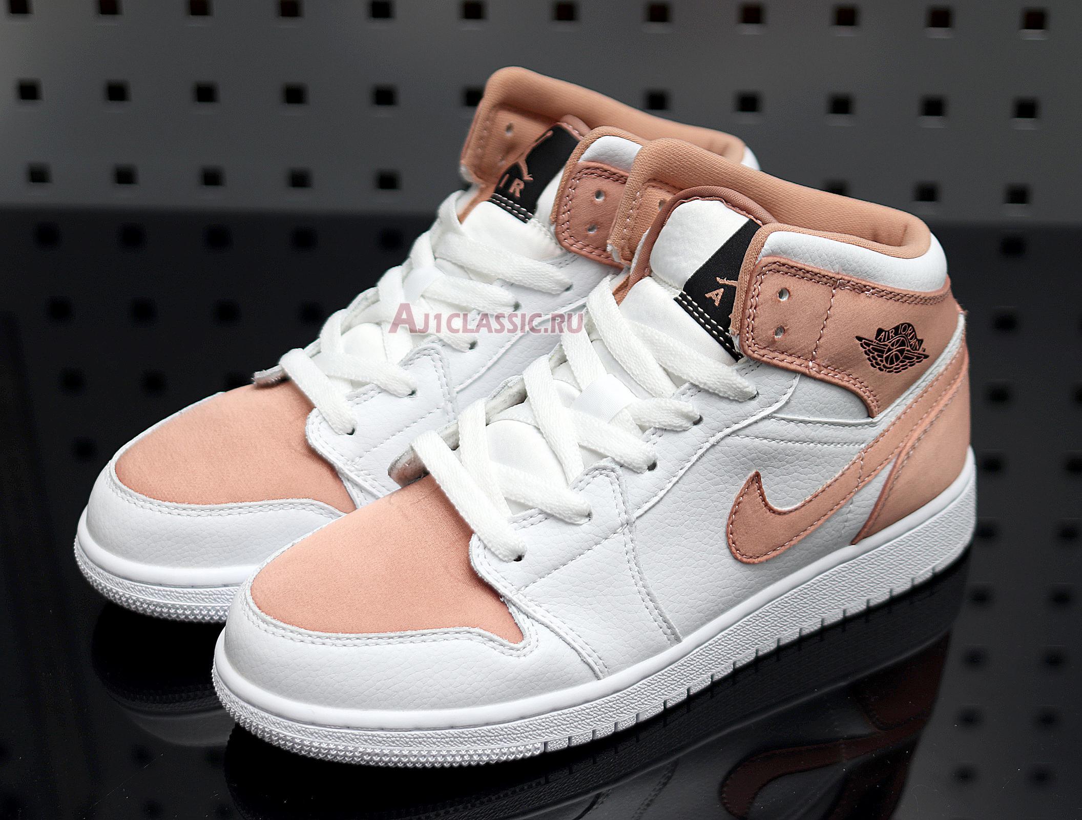 New Air Jordan 1 Mid GS "White Rose Gold" 555112-190 Shoes