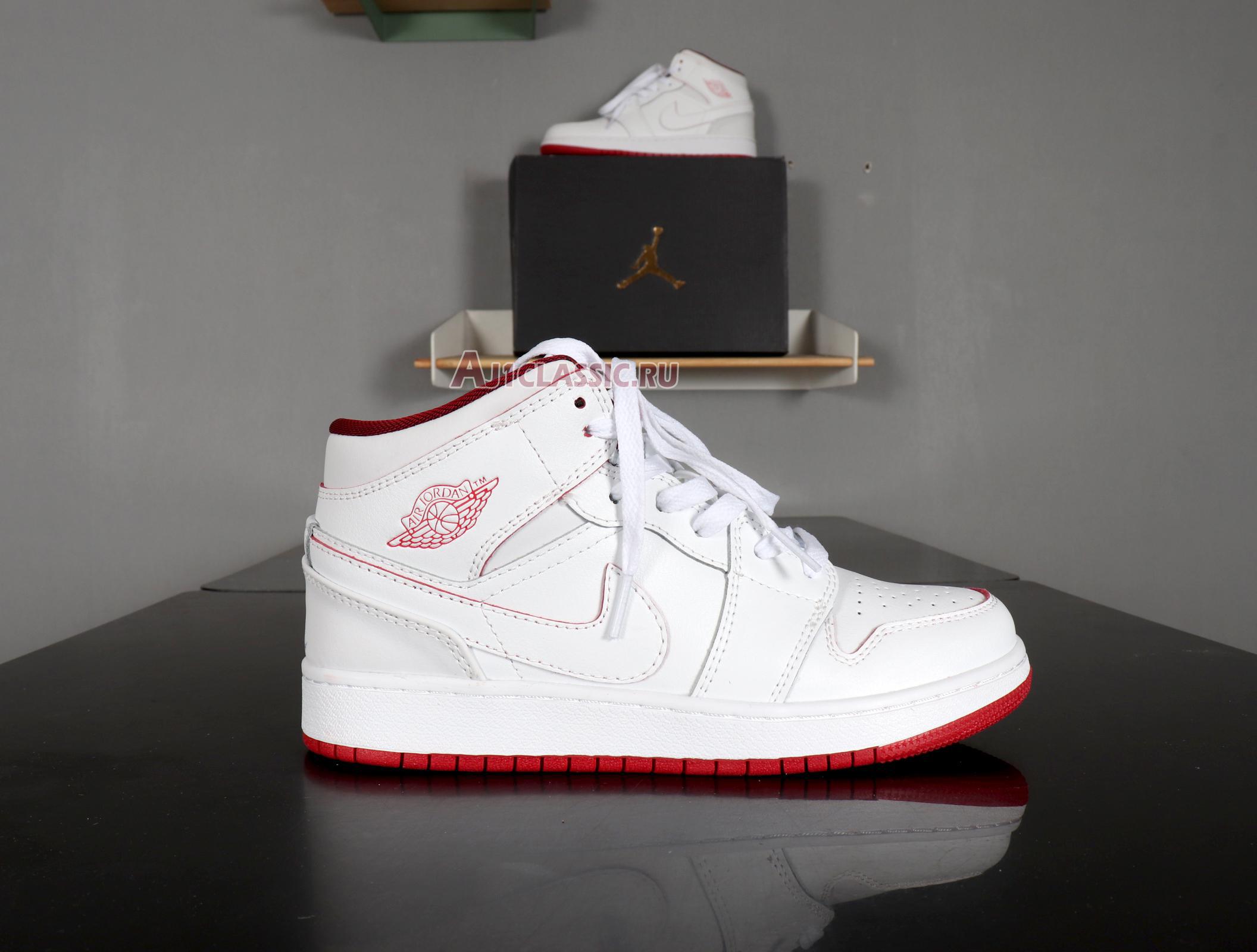 New Air Jordan 1 Retro Mid "White Gym Red" 554725-103 Shoes