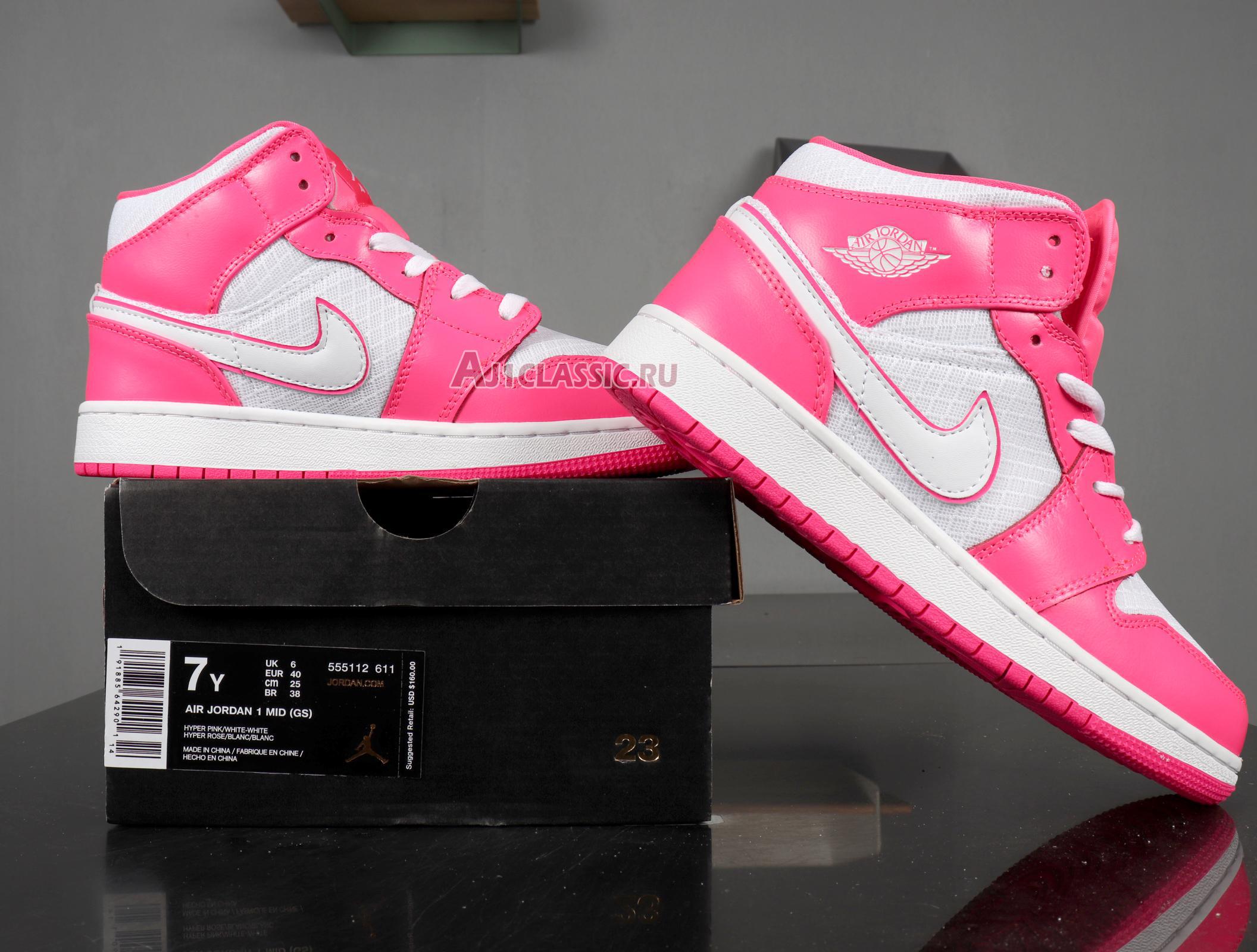 New Air Jordan 1 Mid GS "Hyper Pink" 555112-611 Shoes