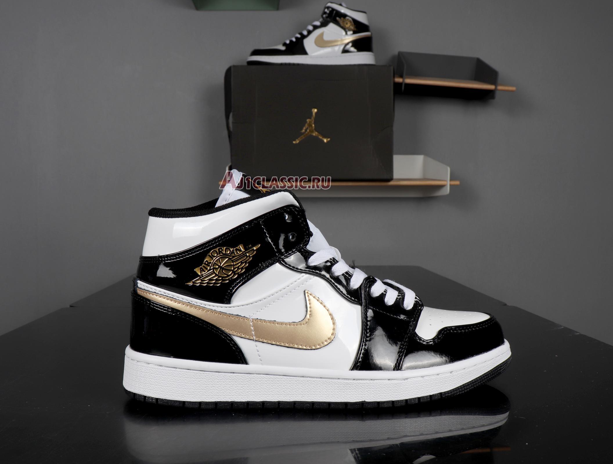 New Air Jordan 1 Mid Patent "Black Gold" 852542-007 Shoes