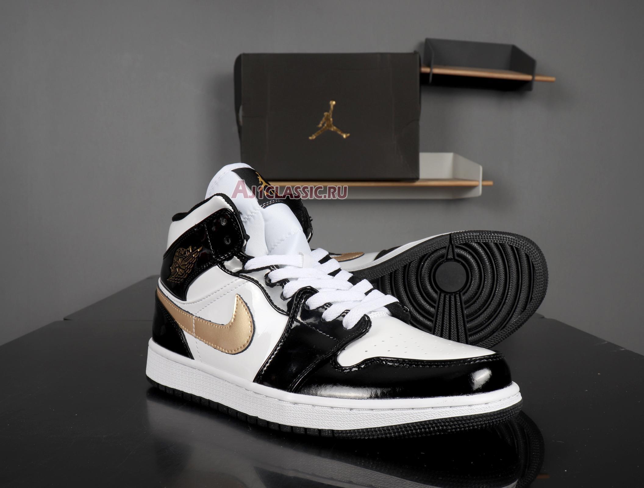 New Air Jordan 1 Mid Patent "Black Gold" 852542-007 Shoes