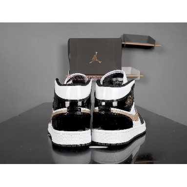 Air Jordan 1 Mid Patent Black Gold 852542-007 Black/White-Metallic Gold Mens Womens Shoes