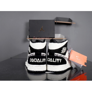 Air Jordan 1 Mid Melo SE Equality 852542-010 Black/Black-Sail-Wolf Grey Mens Womens Shoes