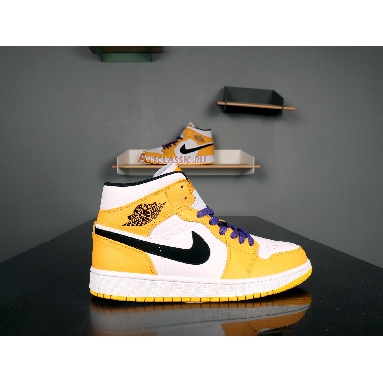 Air Jordan 1 Mid Lakers 852542-700 University Gold/Pale Ivory-Court Purple-Black Sneakers