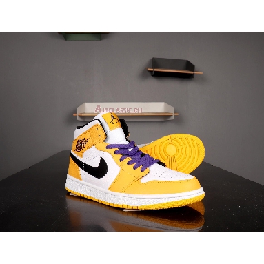 Air Jordan 1 Mid Lakers 852542-700 University Gold/Pale Ivory-Court Purple-Black Sneakers