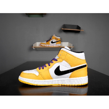 Air Jordan 1 Mid Lakers 852542-700 University Gold/Pale Ivory-Court Purple-Black Sneakers