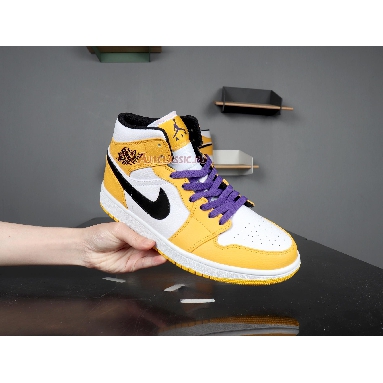 Air Jordan 1 Mid Lakers 852542-700 University Gold/Pale Ivory-Court Purple-Black Sneakers