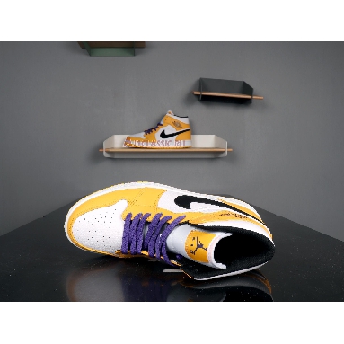 Air Jordan 1 Mid Lakers 852542-700 University Gold/Pale Ivory-Court Purple-Black Mens Womens Shoes