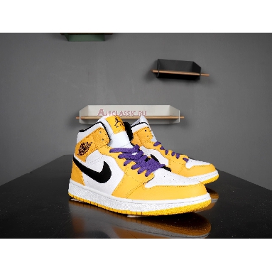 Air Jordan 1 Mid Lakers 852542-700 University Gold/Pale Ivory-Court Purple-Black Sneakers