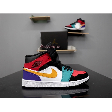 Air Jordan 1 Mid Multi-Color 554724-125 White/Black-Turbo Green-University Red Sneakers