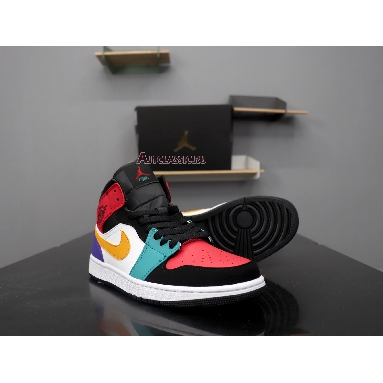 Air Jordan 1 Mid Multi-Color 554724-125 White/Black-Turbo Green-University Red Sneakers