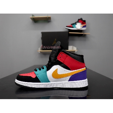 Air Jordan 1 Mid Multi-Color 554724-125 White/Black-Turbo Green-University Red Sneakers