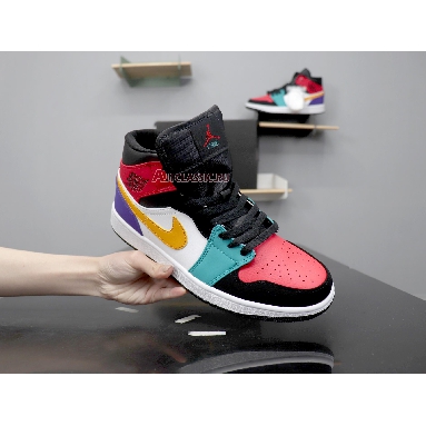 Air Jordan 1 Mid Multi-Color 554724-125 White/Black-Turbo Green-University Red Sneakers