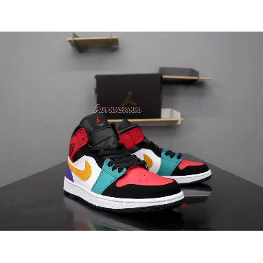 Air Jordan 1 Mid Multi-Color 554724-125 White/Black-Turbo Green-University Red Sneakers