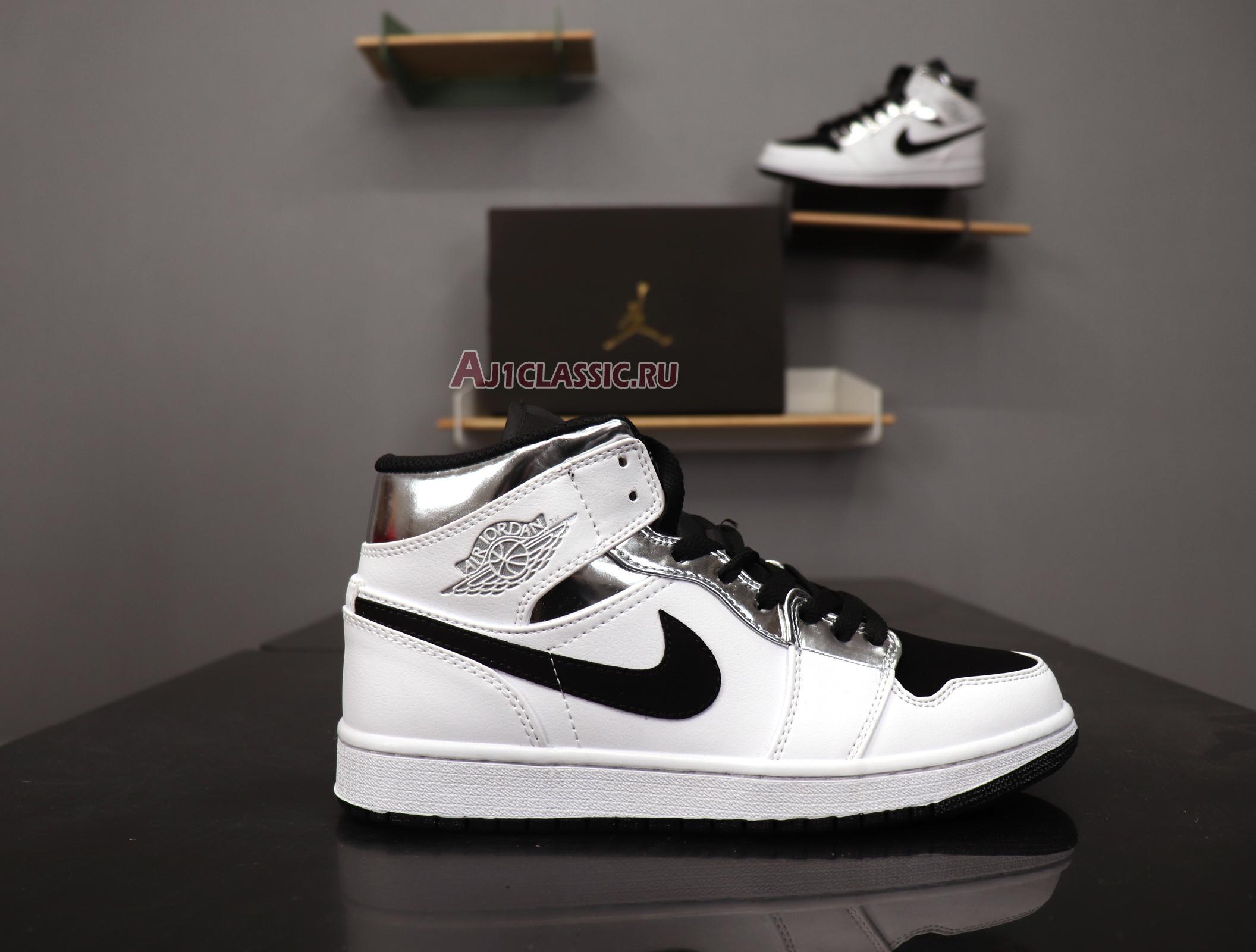 New Air Jordan 1 Mid "White Silver" 554724-121 Shoes