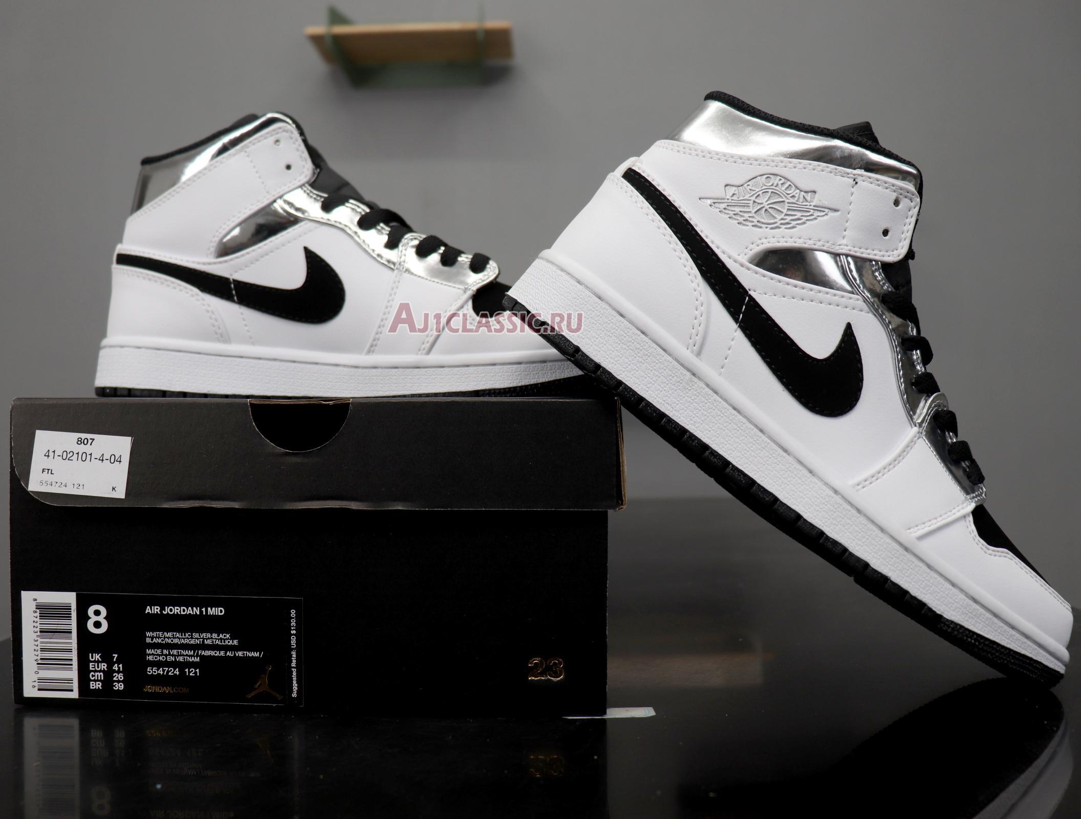 Air Jordan 1 Mid "White Silver" 554724-121