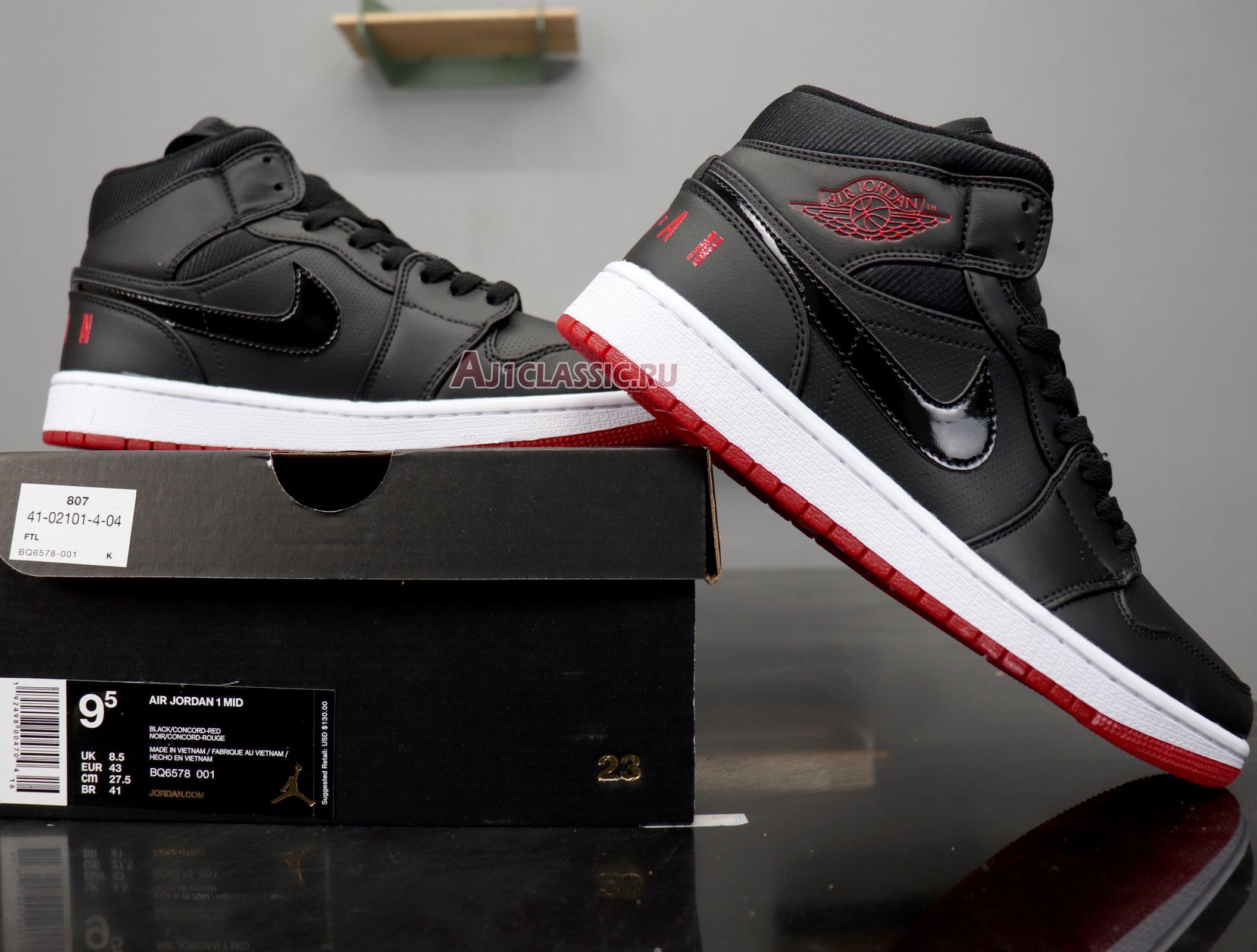 New Air Jordan 1 Retro Mid "Bred" BQ6578-001 Shoes