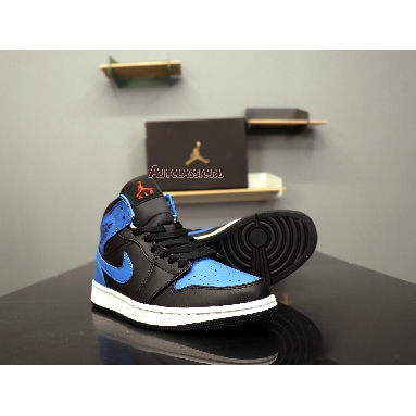 Air Jordan 1 Mid Royal Splatter 554724-048 Black/Signal Blue Orange Peel Team Orange Sneakers