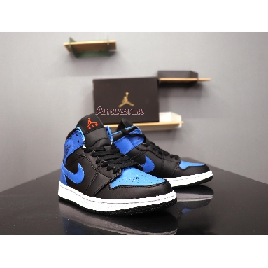 Air Jordan 1 Mid Royal Splatter 554724-048 Black/Signal Blue Orange Peel Team Orange Sneakers