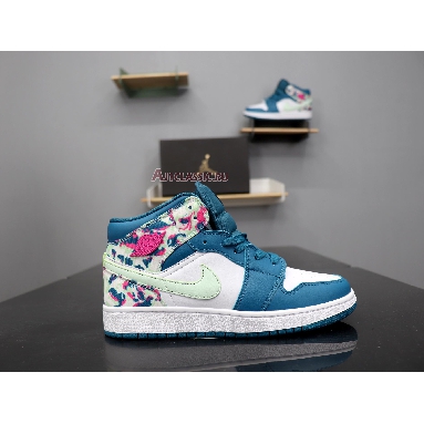 Air Jordan 1 Mid GS Paint Stroke 555112-300 Green/ Abyss Frosted Spruce Mens Womens Shoes