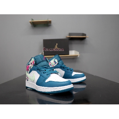 Air Jordan 1 Mid GS Paint Stroke 555112-300 Green/ Abyss Frosted Spruce Sneakers