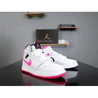 Air Jordan 1 Retro Mid GS Hyper Pink 555112-106 White/Black-Hyper Pink Mens Womens Shoes