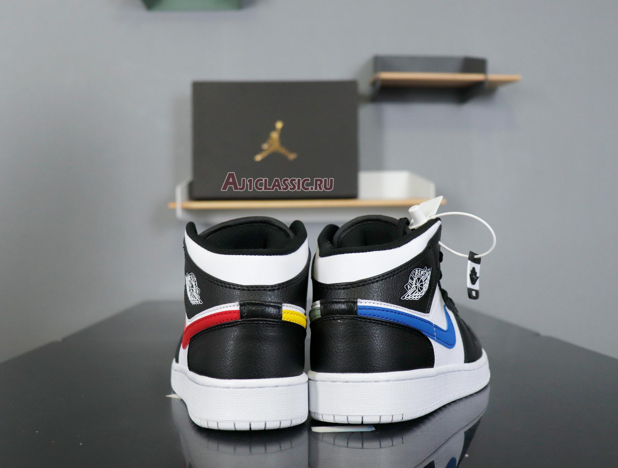 New Air Jordan 1 Retro Mid GS "Multi-Color Swoosh" 554725-052 Shoes