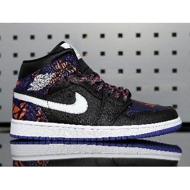 Air Jordan 1 Mid Tiger Print AV5174-005 Black/White-Rush Violet-Black Sneakers