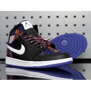 Air Jordan 1 Mid Tiger Print AV5174-005 Black/White-Rush Violet-Black Sneakers