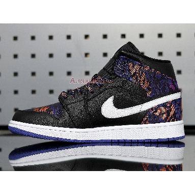 Air Jordan 1 Mid Tiger Print AV5174-005 Black/White-Rush Violet-Black Sneakers