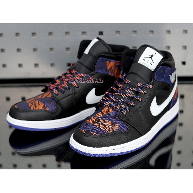 Air Jordan 1 Mid Tiger Print AV5174-005 Black/White-Rush Violet-Black Sneakers