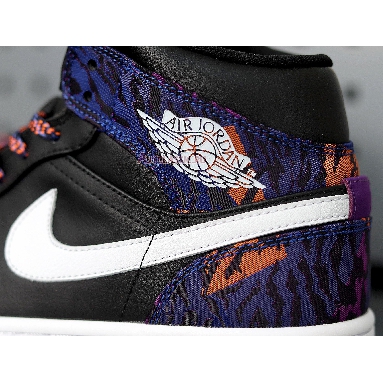 Air Jordan 1 Mid Tiger Print AV5174-005 Black/White-Rush Violet-Black Sneakers