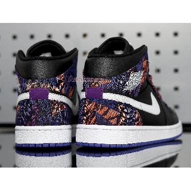 Air Jordan 1 Mid Tiger Print AV5174-005 Black/White-Rush Violet-Black Sneakers