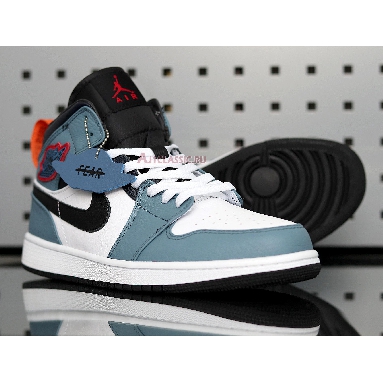 Facetasm x Air Jordan 1 Mid Fearless CU2802-100 White/Teal/Black/Red Mens Womens Shoes