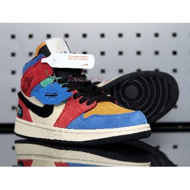 Blue The Great x Air Jordan 1 Mid Fearless CU2805-100 Muslin/Varsity Red/Royal/Taxi/Black Sneakers