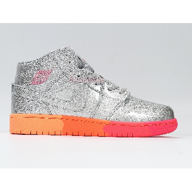 Air Jordan 1 Mid GS Metallic Silver Pink Crimson 555112-006 Metallic Silver/Racer Pink/Wolf Grey/Crimson Sneakers