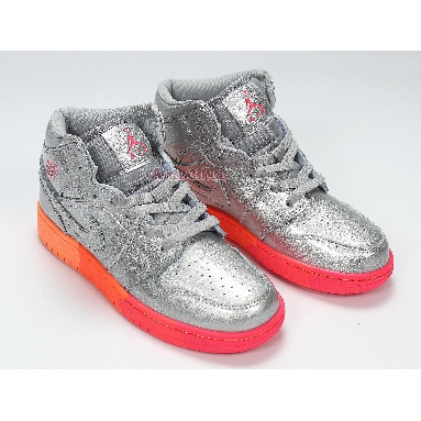 Air Jordan 1 Mid GS Metallic Silver Pink Crimson 555112-006 Metallic Silver/Racer Pink/Wolf Grey/Crimson Sneakers