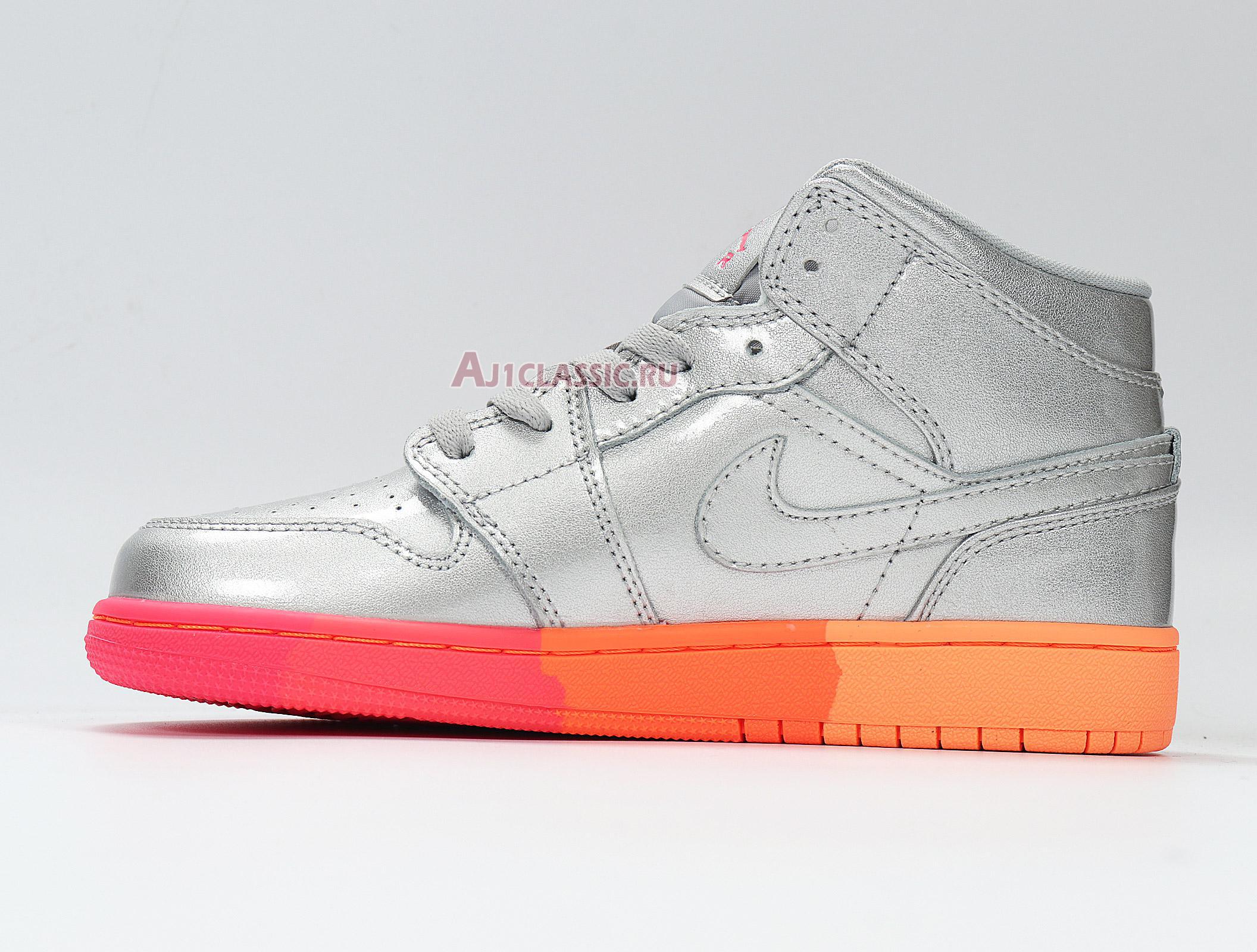 Air Jordan 1 Mid GS "Metallic Silver Pink Crimson" 555112-006