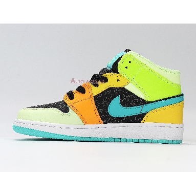 Air Jordan 1 Mid SE GS Clover BQ6931-037 Black/Aurora Green/Opti Yellow Sneakers