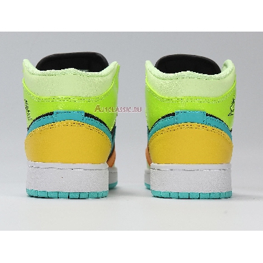 Air Jordan 1 Mid SE GS Clover BQ6931-037 Black/Aurora Green/Opti Yellow Sneakers