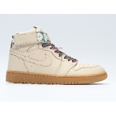 Air Jordan 1 Retro Hi Strap N7 AR4410-207 Light Cream/Gum Yellow-Emerald Rise-Light Cream Sneakers