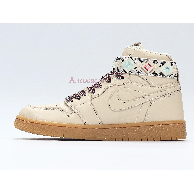 Air Jordan 1 Retro Hi Strap N7 AR4410-207 Light Cream/Gum Yellow-Emerald Rise-Light Cream Sneakers