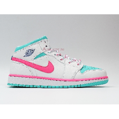 Air Jordan 1 Mid GS Digital Pink 555112-102 White/Digital Pink/Aurora Green/Soar Sneakers