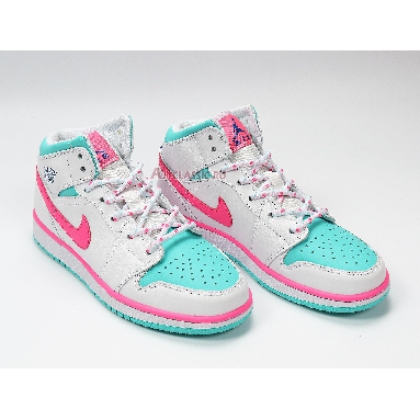 Air Jordan 1 Mid GS Digital Pink 555112-102 White/Digital Pink/Aurora Green/Soar Mens Womens Shoes