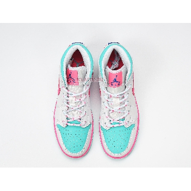 Air Jordan 1 Mid GS Digital Pink 555112-102 White/Digital Pink/Aurora Green/Soar Sneakers