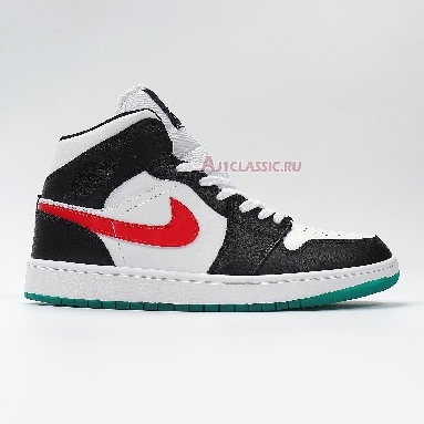 Air Jordan 1 Mid Alternate Swoosh BQ6472-063 Black/University Red/White/Lucid Green Sneakers